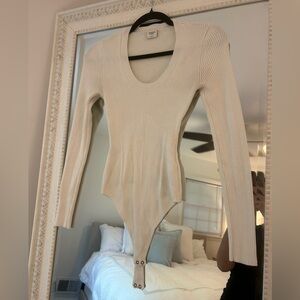 Abercrombie Cream Ribbed Bodysuit